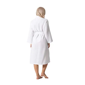 Turkish Linen Waffle Knit Lightweight Kimono Robe for Women