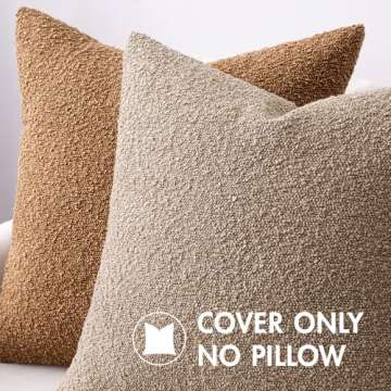 MIULEE Pack of 1 Brown Textured Boucle Throw Pillow Cover Soft Decorative Couch Accent Solid Lumbar ...