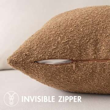 MIULEE Pack of 1 Brown Textured Boucle Throw Pillow Cover Soft Decorative Couch Accent Solid Lumbar Pillow Case for Cushion Chair Sofa Bedroom Livingroom Home Decor，12x20 Inch