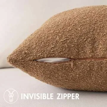 MIULEE Pack of 1 Brown Textured Boucle Throw Pillow Cover Soft Decorative Couch Accent Solid Lumbar Pillow Case for Cushion Chair Sofa Bedroom Livingroom Home Decor，12x20 Inch