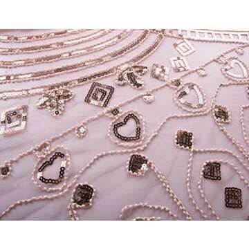 PrettyGuide Women's Evening Shawl Beaded 1920s Cape Poncho Fringed Cover Up Pink