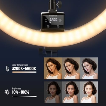 NEEWER 18" LED Ring Light with Adjustable Tripod and Phone Holder