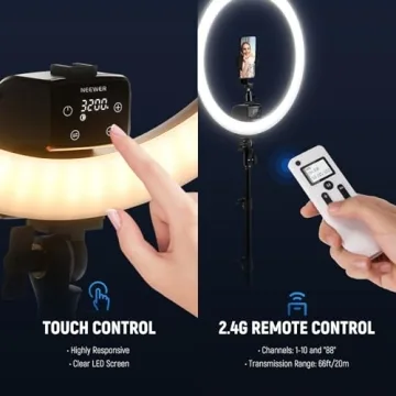 NEEWER 18" LED Ring Light with Adjustable Tripod and Phone Holder