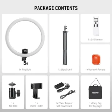NEEWER 18" LED Ring Light with Adjustable Tripod and Phone Holder