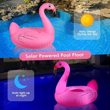 Big Flamingo Pool Floats Solar Powered Swan Pool Floats Adult with LED Color Changing Lights, 69 Inc...