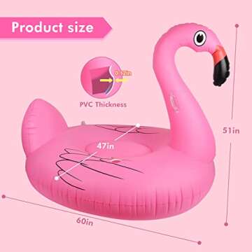 Big Flamingo Pool Floats Solar Powered Swan Pool Floats Adult with LED Color Changing Lights, 69 Inch Large Inflatable Pool Floaties with Cup Holder, Turtle Lake Float Lounger