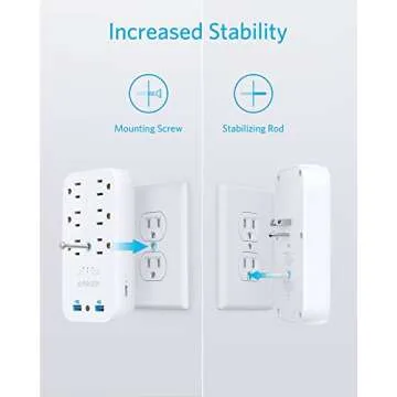 Anker Outlet Extender with Stepless Dimming Night Light,Surge Protector, Outlet Extender with 6 Outlets,2 USB Ports, 18W USB Wall Charger Plug for College Dorm Room, Home,Cruise and Kitchen,TUV Listed