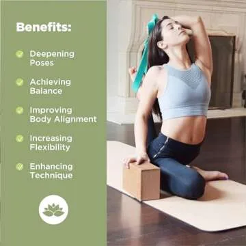 Bean Products Yoga Blocks, Standard & Large Sizes - Studio Grade, Non-Slip, Made from Eco Friendly Materials - 100% Natural Cork or Foam - Improves Stability & Alignment - Single Block or 2 Pack Sets