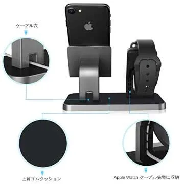 BENTOBEN Cell Phone Stand Compatible with Apple Watch Universal Desktop Stand Holder for iWatch Series 5/4/3/2/1 iPhone 11 Pro Max XS XR X 8 7 6S 6 Plus, Space Gray