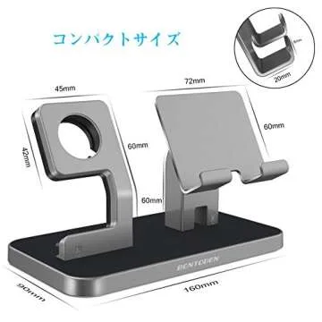 BENTOBEN Cell Phone Stand Compatible with Apple Watch Universal Desktop Stand Holder for iWatch Series 5/4/3/2/1 iPhone 11 Pro Max XS XR X 8 7 6S 6 Plus, Space Gray