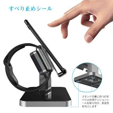 BENTOBEN Cell Phone Stand Compatible with Apple Watch Universal Desktop Stand Holder for iWatch Series 5/4/3/2/1 iPhone 11 Pro Max XS XR X 8 7 6S 6 Plus, Space Gray