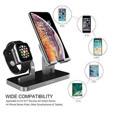BENTOBEN Cell Phone Stand Compatible with Apple Watch Universal Desktop Stand Holder for iWatch Series 5/4/3/2/1 iPhone 11 Pro Max XS XR X 8 7 6S 6 Plus, Space Gray