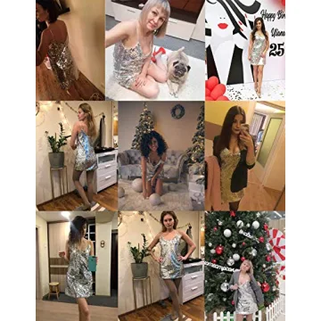 ANKOMINA Sexy Glitter Sequin Spaghetti Strap Mini Dress