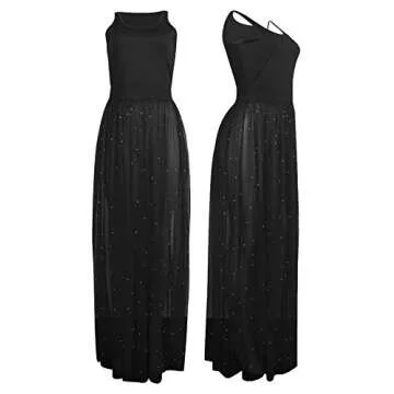 HOTGIRL Women's Maxi Dress Sheer Beach Cover Up Plus Size Casual Summer See Through Dresses for Women Sexy Clubwear Mesh Black XL