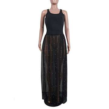 HOTGIRL Women's Maxi Dress Sheer Beach Cover Up Plus Size Casual Summer See Through Dresses for Women Sexy Clubwear Mesh Black XL