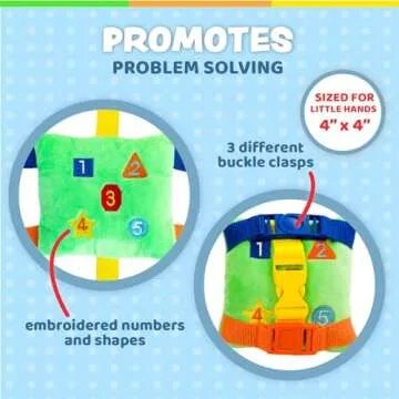 Buckle Toys - Mini Buster Square - Learning Activity Toy - Develop Fine Motor Skills - Sensory Travel Essential for Toddlers 1-3