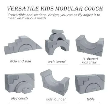 MeMoreCool Foam Climbing Toddler Couch, Modular Kids Sofa with Slide & Stair, Convertible Baby Couch for Playroom, Sectional Furniture for Crawling, Climbing, and Kids’ Play