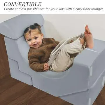 MeMoreCool Foam Climbing Toddler Couch, Modular Kids Sofa with Slide & Stair, Convertible Baby Couch for Playroom, Sectional Furniture for Crawling, Climbing, and Kids’ Play