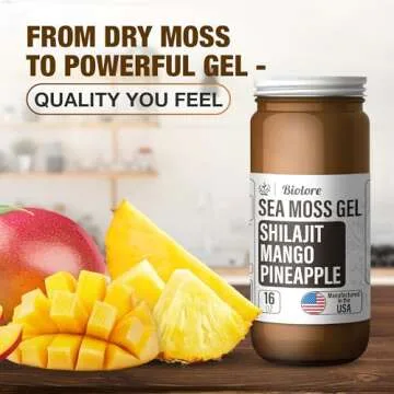 Biolore Sea Moss Gel 7700mg Shilajit 250mg Made in USA Raw Wildcrafted Irish Seamoss Vitamins Trace Minerals Fulvic Acid Vegan Superfood for Immune Support, Jam, Jelly & Sweet Spread Gifts (Shilajit 16OZ)