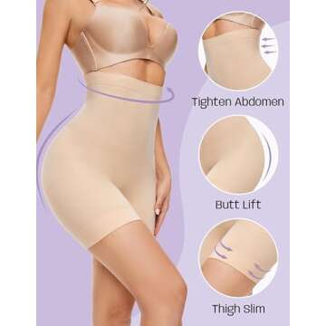 YADIFEN Shapewear Shorts Tummy Control Shapewear Invisible Shaping Shorts High Waisted Body Shaper S...