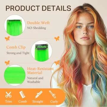 DOORES Colorful Clip In Hair Extensions | 12 Pcs 22 Inch