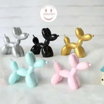 Resin Balloon Dog Sculpture,Mini 4inch Creative Cute Animal Crafts Figurine Balloon Dog Shaped Statue Art Sculpture Modern Desktop Ornament Decoration for Home Bedroom Living Room Decor (Pink)