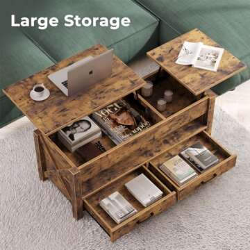 Stylish Seventable Lift Top Coffee Table with Storage