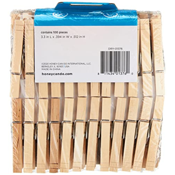 Strong Spring Wooden Clothespins 100-Pack for Laundry & Crafts