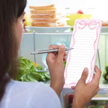 FYSUIMU 2Pcs Pink Bow Magnetic Notepads Lovely Bowknot List To-Do Paper Pad Decorative Grocery Shopping List Memo Pad for Home Kitchen Fridge Decor