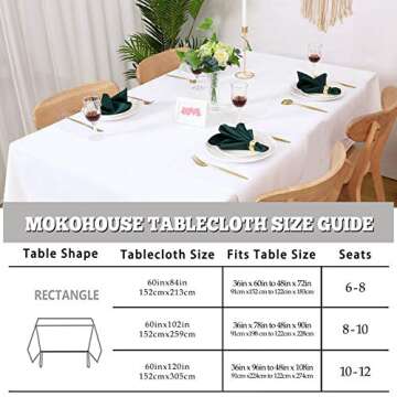 MOKOdecor White Tablecloth 60 x 120 for Weddings & Events