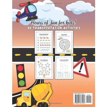 Transportation Activity Book For Kids: Things That Go Activity Book, Letter & Number Tracing, Kinder...