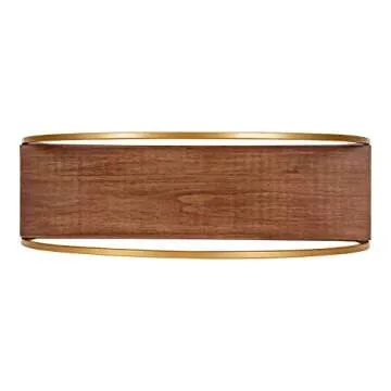 Kate and Laurel Sequoia Modern Round Wall Shelf, 24" Diameter, Walnut Brown Wood and Gold Metal, Mid-Century Modern Circular 2-Tier Floating Shelf Decor