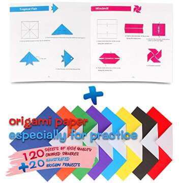 Yibeishu Origami Kit for Kids - 120 Sheets with Instructions for Creative Fun