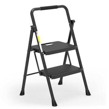 HBTower 2 Step Ladder - Sturdy, Lightweight & Safe Stool