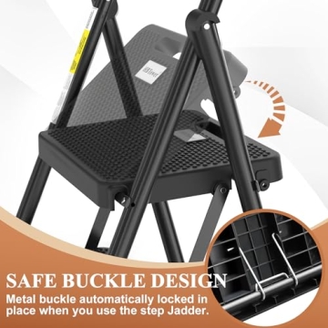 HBTower 2 Step Ladder with Anti-Slip Features