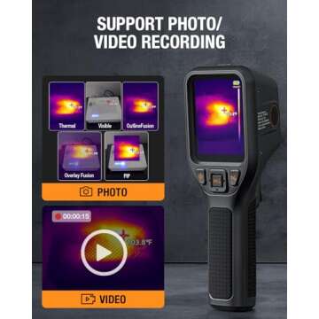 Teslong Thermal Camera,Super Resolution 240 x180 Thermal Imaging Camera with Dual-Light Fusion 3.2" Screen 25Hz Refresh Rate,120 x 90 Handheld Infrared Imager with Video Recording Supported