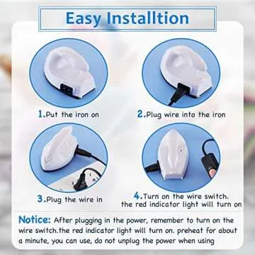 Mini Craft Iron Mini Heat Press Mini Iron Portable Handy Heat Press Small Iron with Charging Base Accessories for Fuse Beads Patch DIY Shoes T-shirts Heat Transfer Vinyl Projects(White)