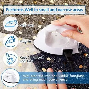 Mini Craft Iron Mini Heat Press Mini Iron Portable Handy Heat Press Small Iron with Charging Base Accessories for Fuse Beads Patch DIY Shoes T-shirts Heat Transfer Vinyl Projects(White)