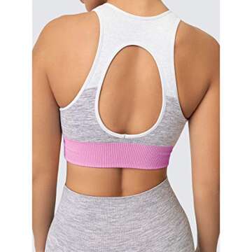 Jetjoy Yoga Outfits for Women 2 Piece Set,Workout High Waist Athletic Seamless Leggings and Sports Bra Set Gym Clothes