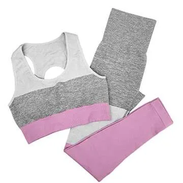 Jetjoy Yoga Outfits for Women 2 Piece Set,Workout High Waist Athletic Seamless Leggings and Sports Bra Set Gym Clothes