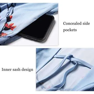 PRODESIGN Long Kimono Robe Satin Sleepwear Gradient Watercolor Silky Kimono Nightgown Bathrobe Kimono Blouse Cardigan