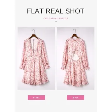 Dokotoo Women's Summer Deep V Neck A Line Mini Dress