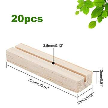 OLYCRAFT 20pcs Wood Place Card Holders 3.5mm Slot Wood Sign Holders Table Number Stand Table Number ...