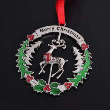 Christmas Ornaments 2024 Matel Christmas Tree Ornaments Dated 2024 Funny Christmas Ornaments Christmas Tree Decoration Hanging Ornament Decorative Keepsake Gift Reindeer
