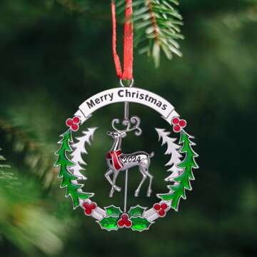 Christmas Ornaments 2024 Matel Christmas Tree Ornaments Dated 2024 Funny Christmas Ornaments Christmas Tree Decoration Hanging Ornament Decorative Keepsake Gift Reindeer