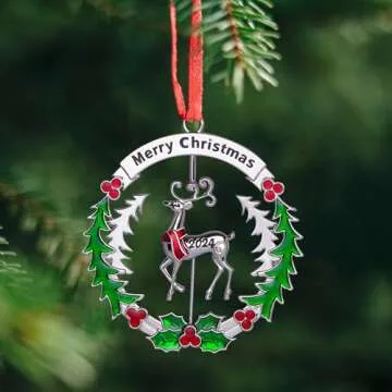 Christmas Ornaments 2024 Matel Christmas Tree Ornaments Dated 2024 Funny Christmas Ornaments Christmas Tree Decoration Hanging Ornament Decorative Keepsake Gift Reindeer