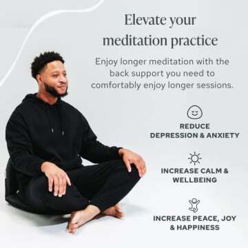 Mindful Modern Meditation Chair | Adjustable Floor Chair with Back Support | Padded Floor Seat for P...