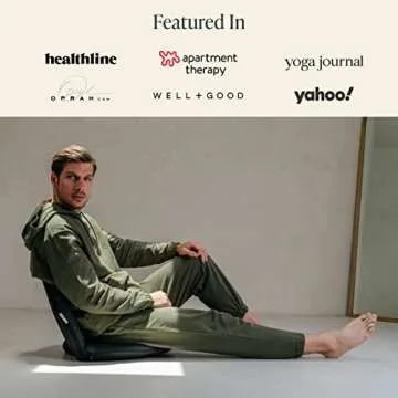 Mindful Modern Meditation Chair | Adjustable Floor Chair with Back Support | Padded Floor Seat for Posture Support and Comfort | Portable Folds Flat for Storage | Indoor/Outdoor Use | Stone Black