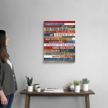 CANVAS ON DEMAND Pledge of Allegiance Canvas Wall Art Print by Marla Rae, Home Decor, Americana Artw...