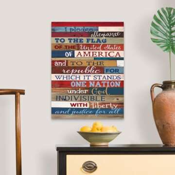 CANVAS ON DEMAND Pledge of Allegiance Canvas Wall Art Print by Marla Rae, Home Decor, Americana Artwork, 18" x24in